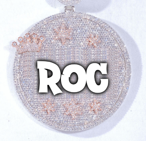 CUSTOM LETTER NECKLACE 3D BIG CROWN DISC