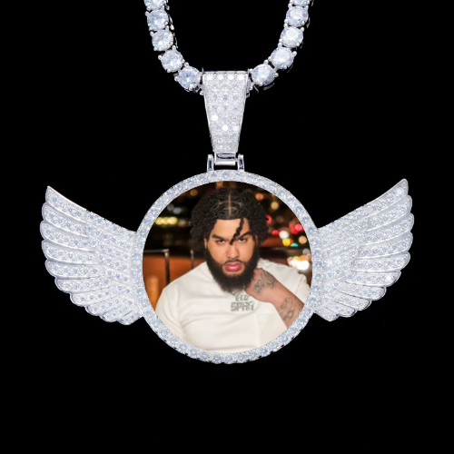 925S & VVS Moissanite 3D Wing Custom Picture Pendant