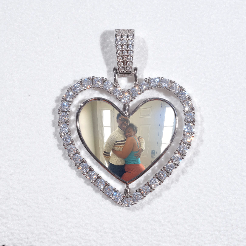 3D Spinning 2-Faced Heart Custom Picture Pendant