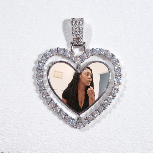 3D Spinning 2-Faced Heart Custom Picture Pendant