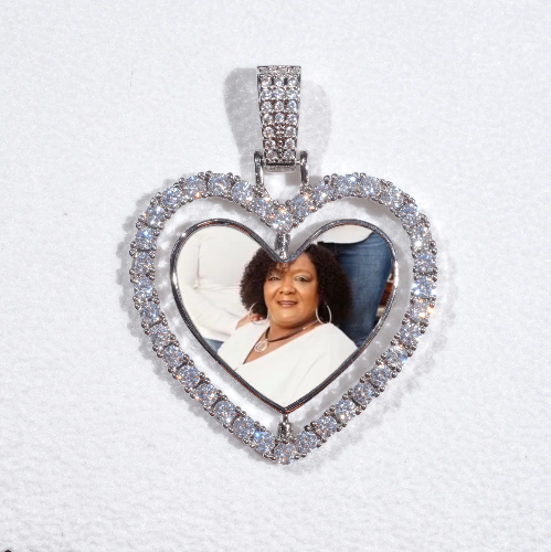 3D Spinning 2-Faced Heart Custom Picture Pendant