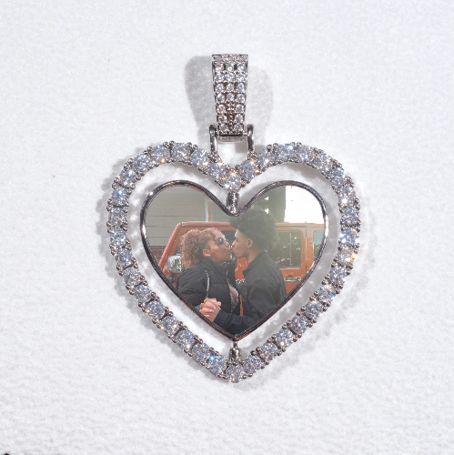 3D Spinning 2-Faced Heart Custom Picture Pendant