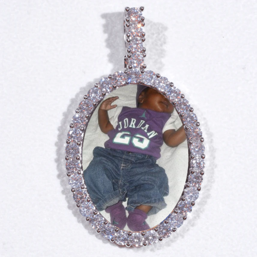 Large 3D Oval Custom Picture Pendant