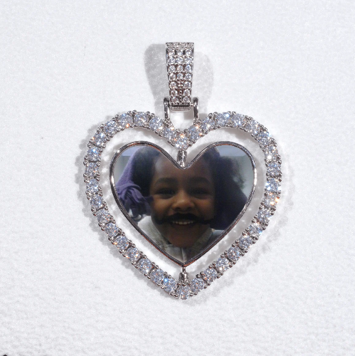 3D Spinning 2-Faced Heart Custom Picture Pendant