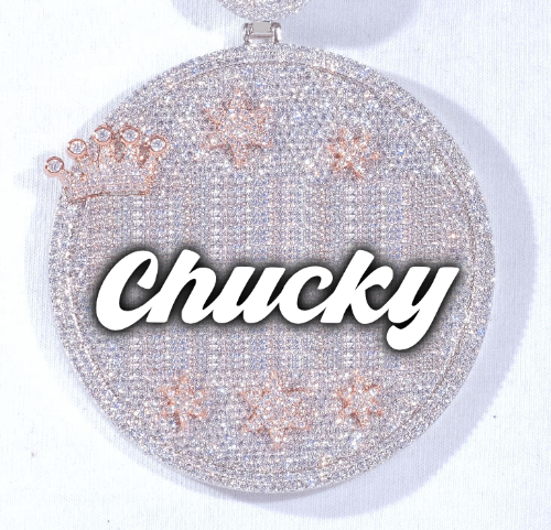 CUSTOM LETTER NECKLACE 3D BIG CROWN DISC