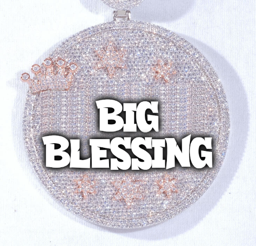 CUSTOM LETTER NECKLACE 3D BIG CROWN DISC