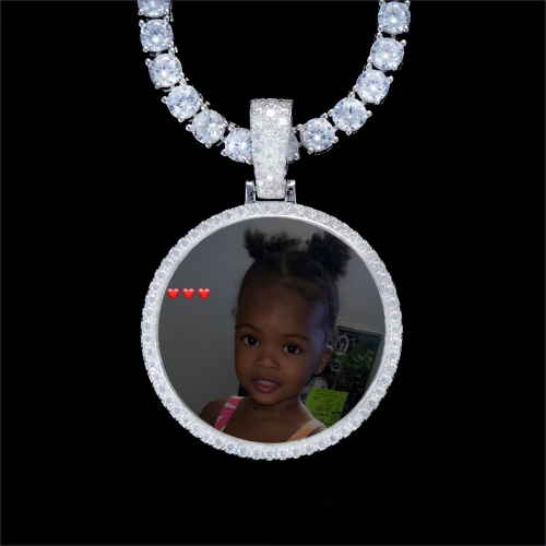 925S & VVS Moissanite 3D Circle Custom Picture Pendant