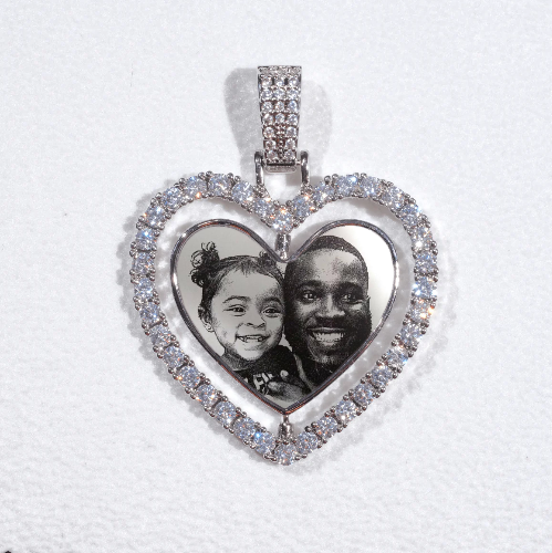 3D Spinning 2-Faced Heart Custom Picture Pendant