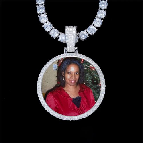 925S & VVS Moissanite 3D Circle Custom Picture Pendant