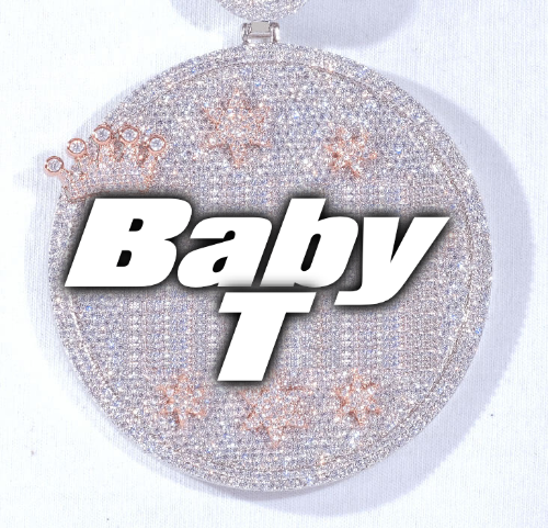 CUSTOM LETTER NECKLACE 3D BIG CROWN DISC