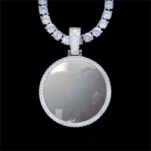 925S & VVS Moissanite 3D Circle Custom Picture Pendant