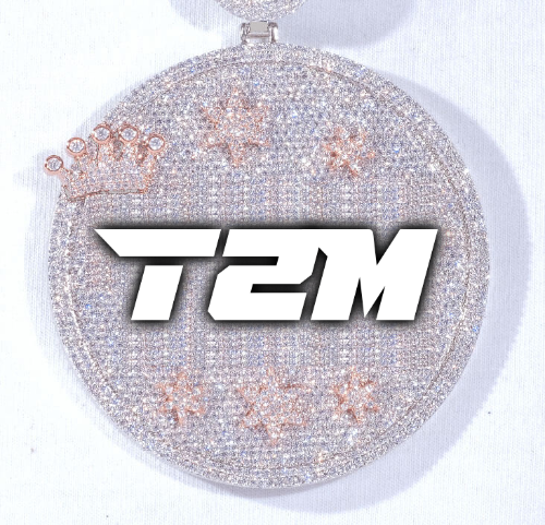 CUSTOM LETTER NECKLACE 3D BIG CROWN DISC