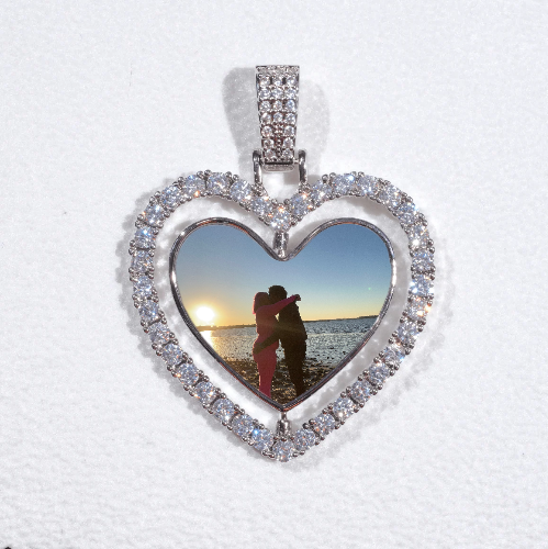 3D Spinning 2-Faced Heart Custom Picture Pendant