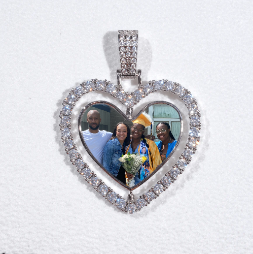 3D Spinning 2-Faced Heart Custom Picture Pendant