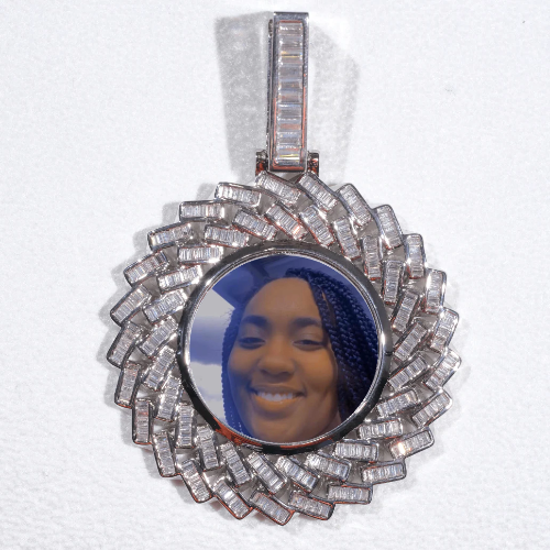Large 3D Baguette Custom Picture Pendant