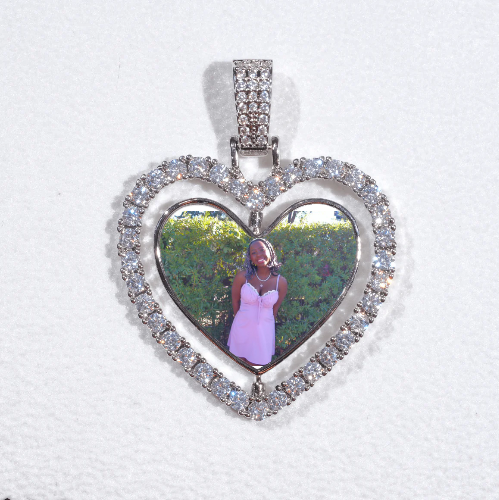 3D Spinning 2-Faced Heart Custom Picture Pendant