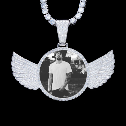 925S & VVS Moissanite 3D Wing Custom Picture Pendant