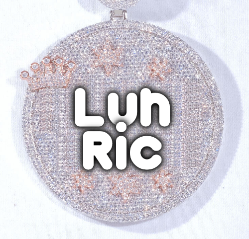 CUSTOM LETTER NECKLACE 3D BIG CROWN DISC