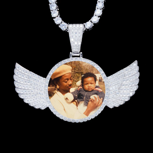 925S & VVS Moissanite 3D Wing Custom Picture Pendant