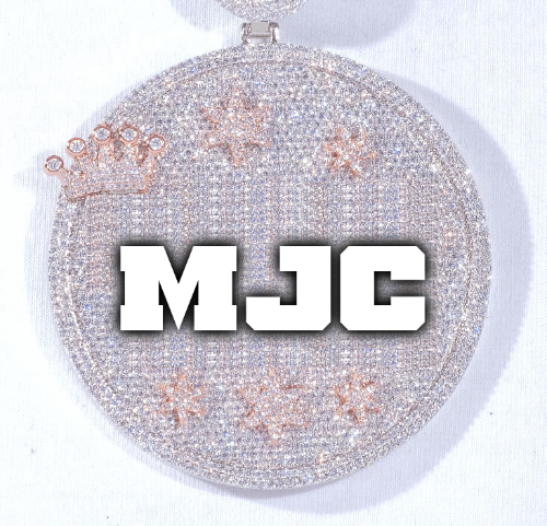 CUSTOM LETTER NECKLACE 3D BIG CROWN DISC