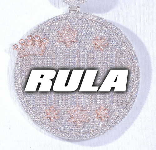 CUSTOM LETTER NECKLACE 3D BIG CROWN DISC
