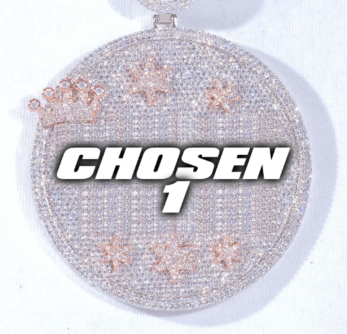CUSTOM LETTER NECKLACE 3D BIG CROWN DISC