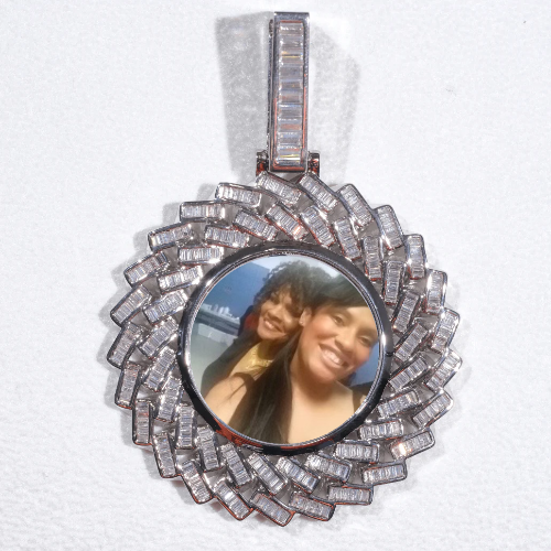 Large 3D Baguette Custom Picture Pendant