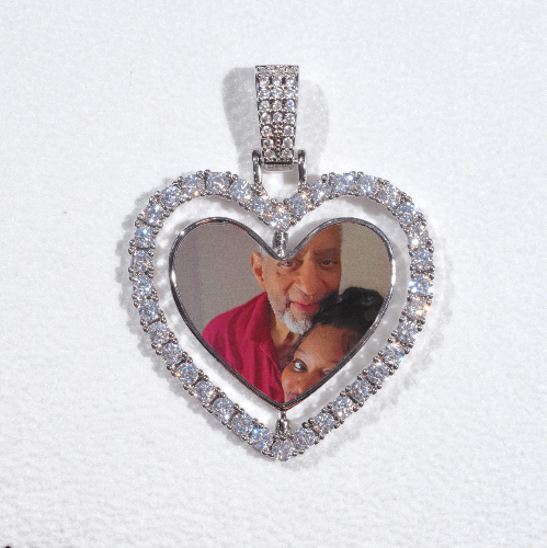 3D Spinning 2-Faced Heart Custom Picture Pendant