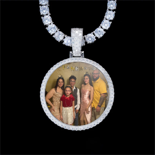 925S & VVS Moissanite 3D Circle Custom Picture Pendant
