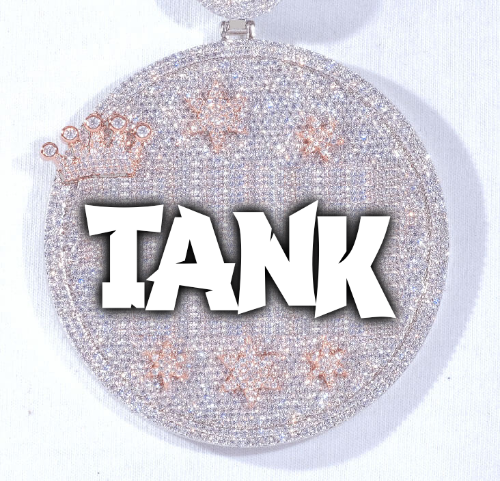 CUSTOM LETTER NECKLACE 3D BIG CROWN DISC