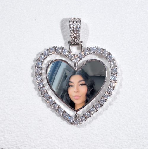 3D Spinning 2-Faced Heart Custom Picture Pendant