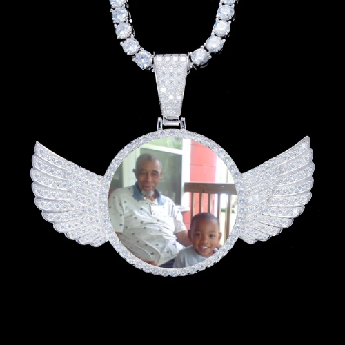 925S & VVS Moissanite 3D Wing Custom Picture Pendant