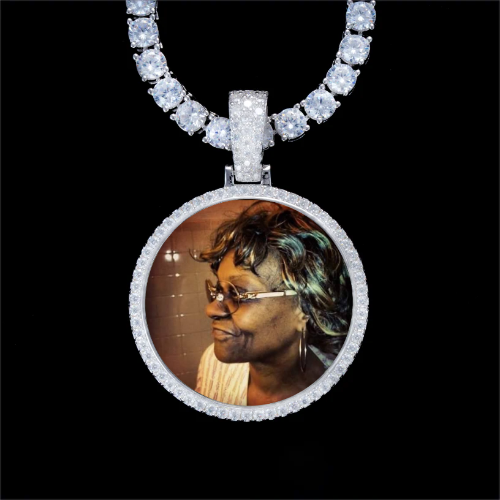 925S & VVS Moissanite 3D Circle Custom Picture Pendant