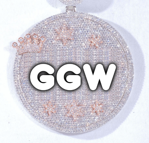 CUSTOM LETTER NECKLACE 3D BIG CROWN DISC