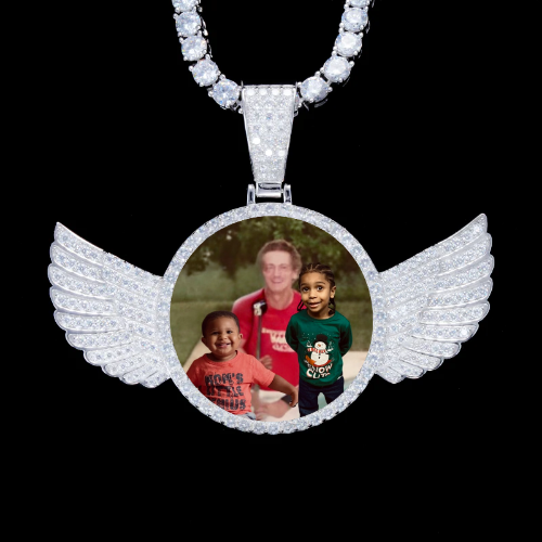 925S & VVS Moissanite 3D Wing Custom Picture Pendant