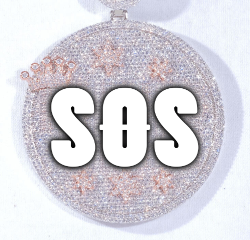 CUSTOM LETTER NECKLACE 3D BIG CROWN DISC
