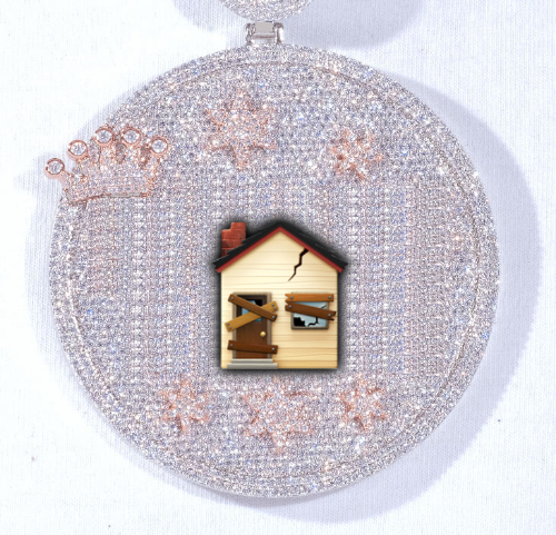CUSTOM LETTER NECKLACE 3D BIG CROWN DISC