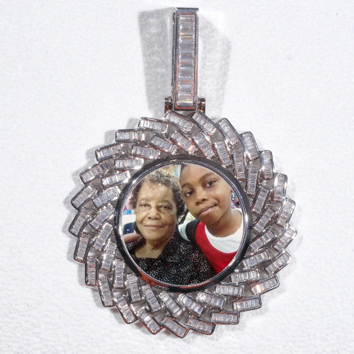 Large 3D Baguette Custom Picture Pendant
