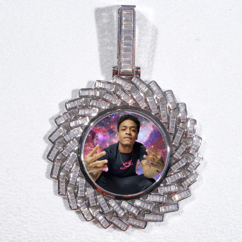 Large 3D Baguette Custom Picture Pendant