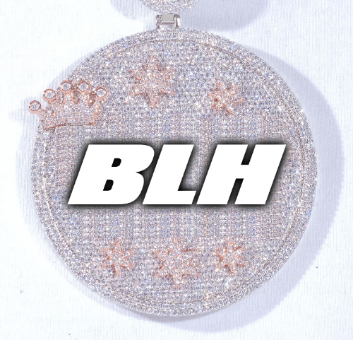CUSTOM LETTER NECKLACE 3D BIG CROWN DISC