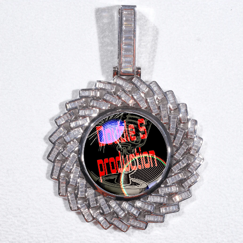 Large 3D Baguette Custom Picture Pendant