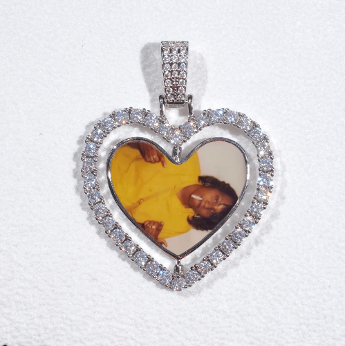 3D Spinning 2-Faced Heart Custom Picture Pendant