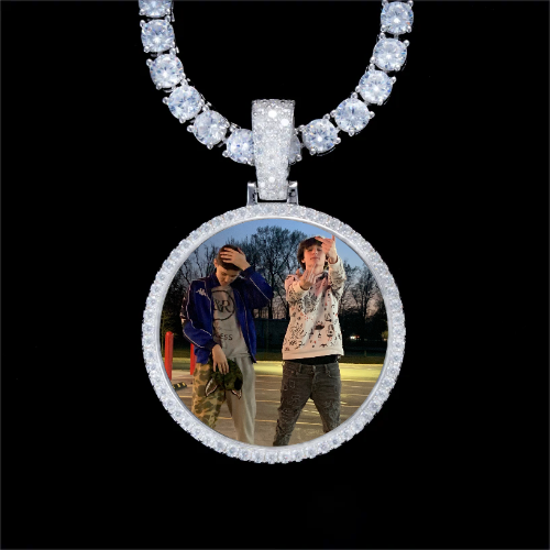 925S & VVS Moissanite 3D Circle Custom Picture Pendant