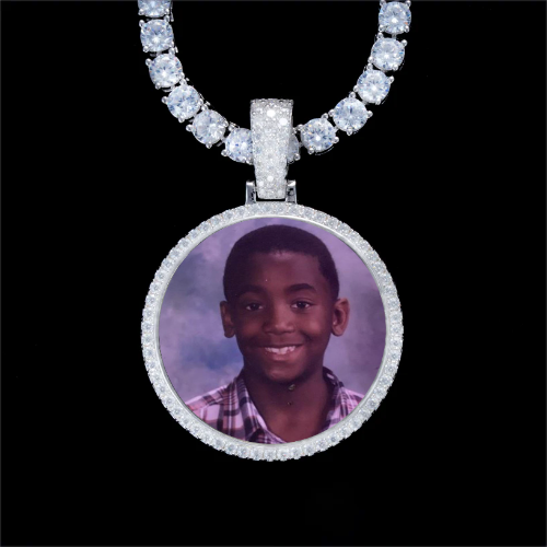 925S & VVS Moissanite 3D Circle Custom Picture Pendant