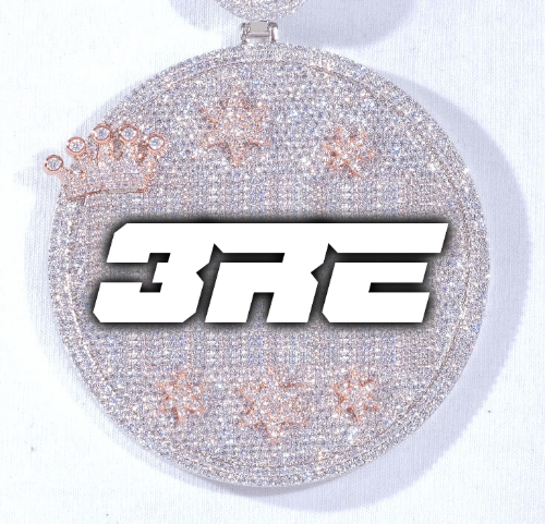 CUSTOM LETTER NECKLACE 3D BIG CROWN DISC