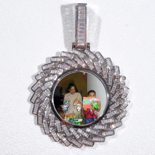 Large 3D Baguette Custom Picture Pendant