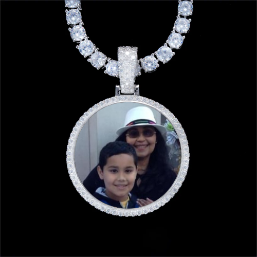 925S & VVS Moissanite 3D Circle Custom Picture Pendant