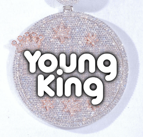 CUSTOM LETTER NECKLACE 3D BIG CROWN DISC