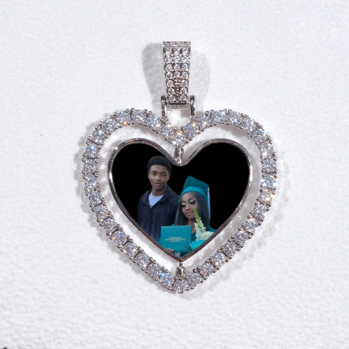 3D Spinning 2-Faced Heart Custom Picture Pendant