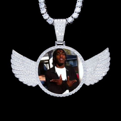 925S & VVS Moissanite 3D Wing Custom Picture Pendant